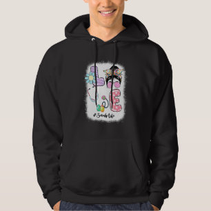 Funny Love Scrub Life Messy Bun Easter Day Nurse Hoodie