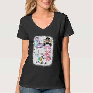 Funny Love Scrub Life Messy Bun Easter Day Nurse T-Shirt