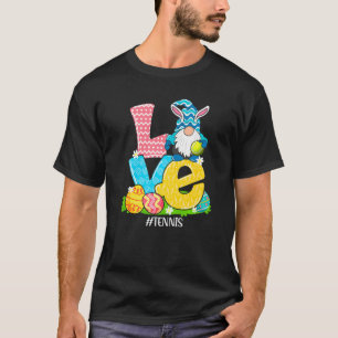 Funny Love Tennis Easter Gnome Egg Hunting Basket  T-Shirt