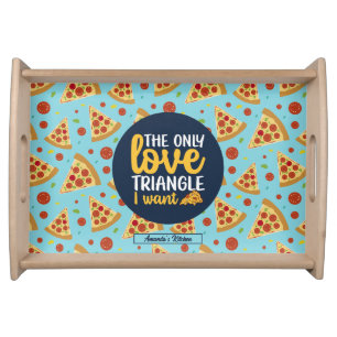 Funny Love Triangle Retro Italian Pizza Pattern Serving Tray