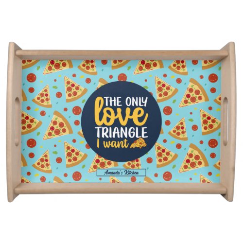 Funny Love Triangle Retro Italian Pizza Pattern Serving Tray
