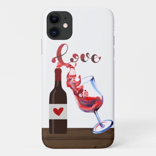 Funny Love Wine Glass and Bottle Custom Case-Mate iPhone Case (Back)