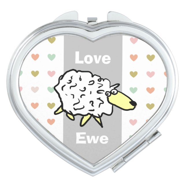 Funny Love You Sheep Pun Compact Mirror (Front)