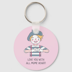 Funny Love You With All Mime Heart Keychain