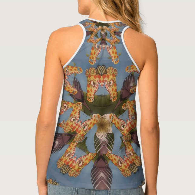 Funny Lovely Cool Giraffe print design Tank Top (Back)