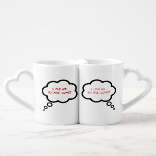 funny lovely thoughts about him & her coffee mug set