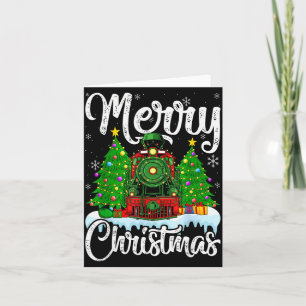 Funny Lover Xmas Lighting Santa Train Christmas Card