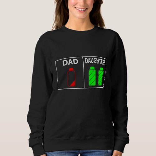 Funny Low Battery Dad of Two Daughters Fathers Da Sweatshirt