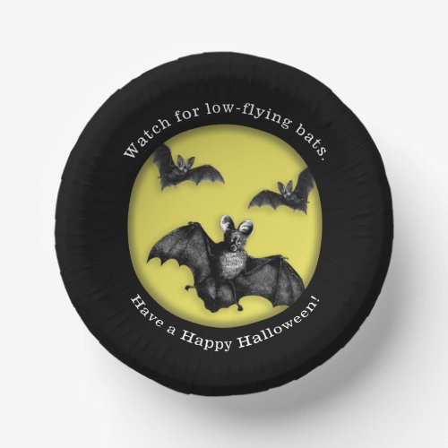 Funny Low Flying Bats Happy Halloween Paper Bowls