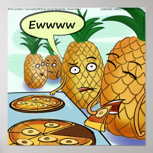 Funny LTCartoons Pineapple Pizza Comic Poster