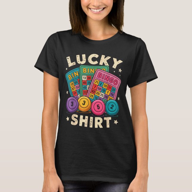 Funny Lucky Bingo Funny Gambling Bingo Player Men  T-Shirt (Front)