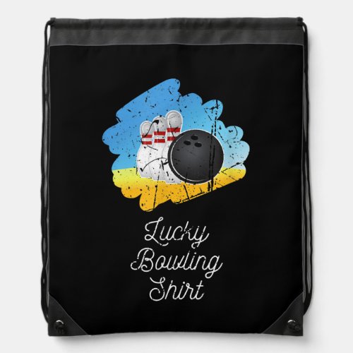 Funny Lucky Bowling Game Ball Player Distressed  Drawstring Bag