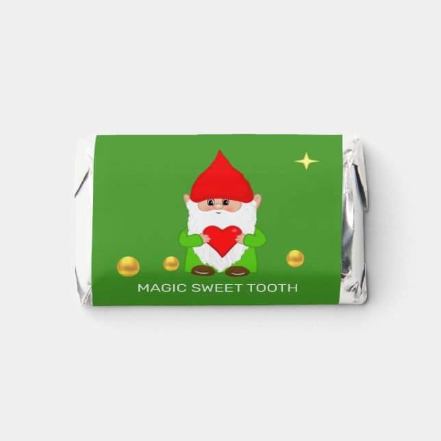 Funny Lucky Gnome on Green Hershey's Miniatures (Front)