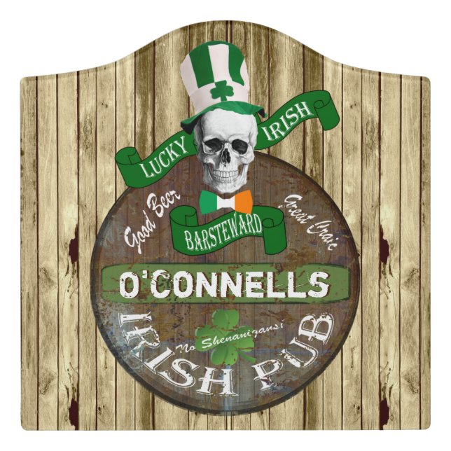 Funny lucky Irish pub Door Sign (Large Crest Front)