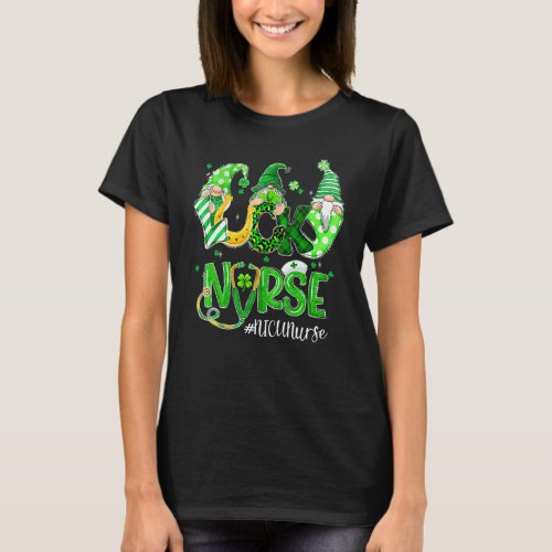 Funny Lucky Nicu Nurse Gnomies Leopard St Patrick' T-Shirt