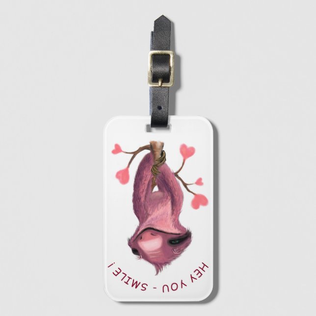 Funny Luggage Tag Happy Sloth Smile - Custom Text (Front Vertical)