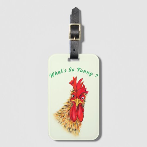 Funny Luggage Tag Surprised Rooster _ Custom Text