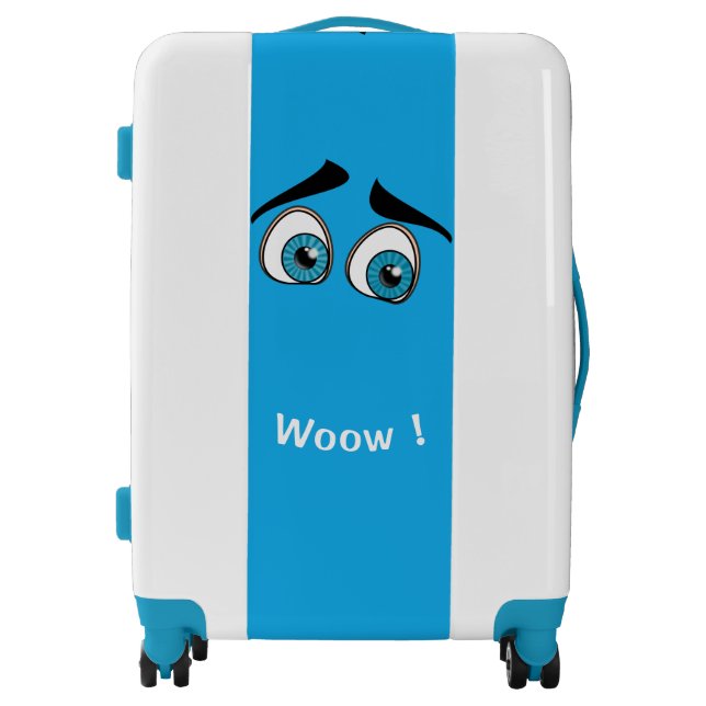 Funny Luggage with Surprised Eyes - Custom Text (Front)