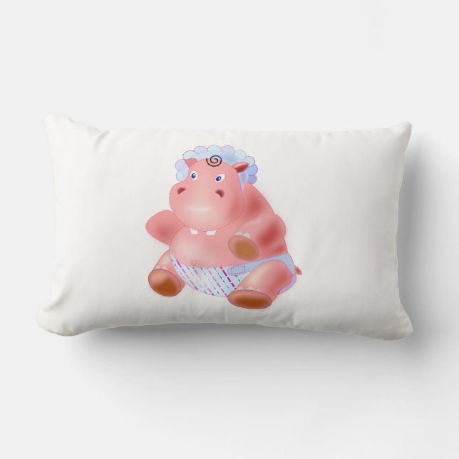 Funny Lumbar Pillow Happy Baby Hippo (Front)