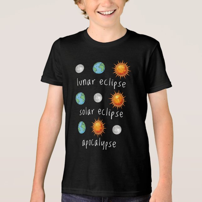 Funny Lunar Solar Eclipse Apocalypse Tri-Blend Shirt (Front)
