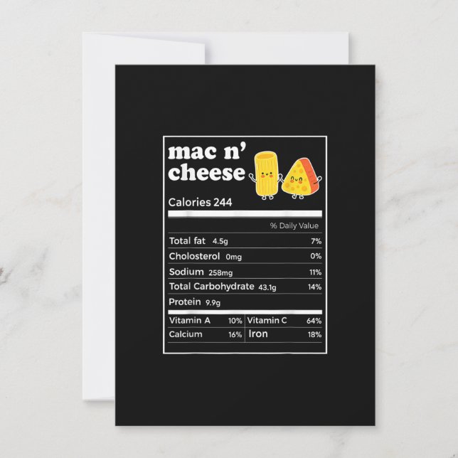 Funny Mac N' Cheese Nutrition Facts Thanksgiving F Invitation (Front)