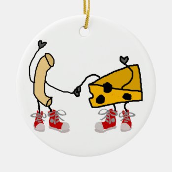 Funny Macaroni And Cheese Cartoon Art Ceramic Ornament by inspirationrocks at Zazzle