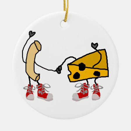 Funny Macaroni And Cheese Cartoon Art Ceramic Ornament