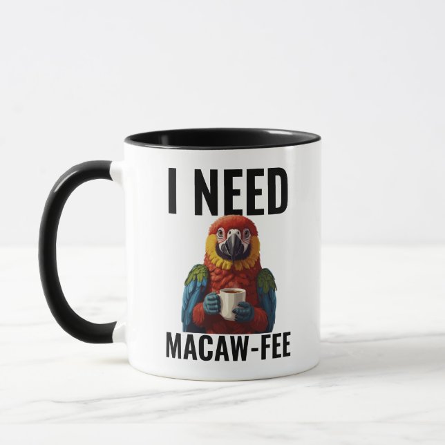 Funny Macaw Parrot Bird Lover Pun Humor Template Mug (Left)