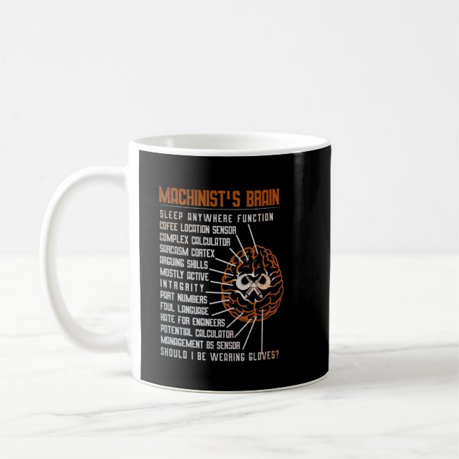 Funny Machinist Gifts - Machinist's Brain Coffee Mug (Left)