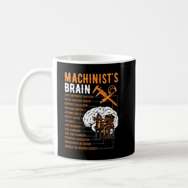 Funny Machinist Gifts - Machinist's Brain Coffee Mug (Left)