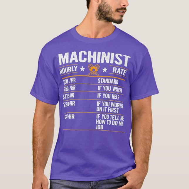 Funny Machinist Hourly Rate Labor Rates Premium T-Shirt (Front)