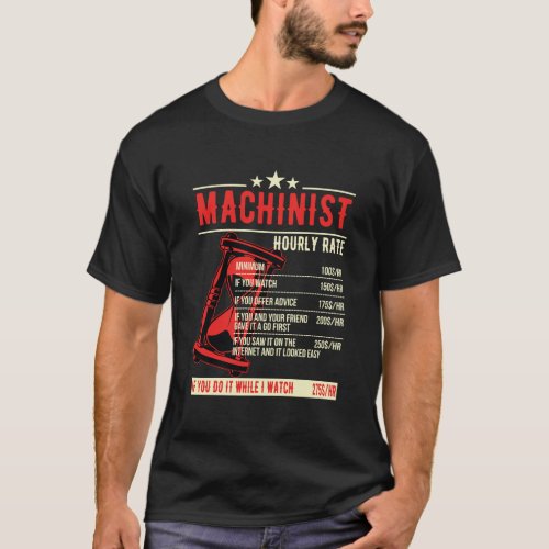 Funny Machinist Hourly Rate T_Shirt