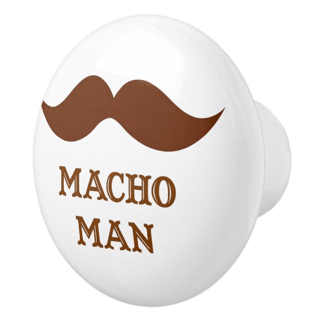 Funny Macho Man Mustache Ceramic Knob (Right)