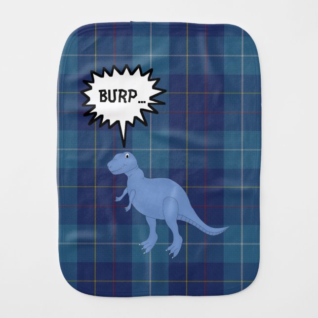 Funny MacKerrell Plaid with Dinosaur Burp Cloth (Front)