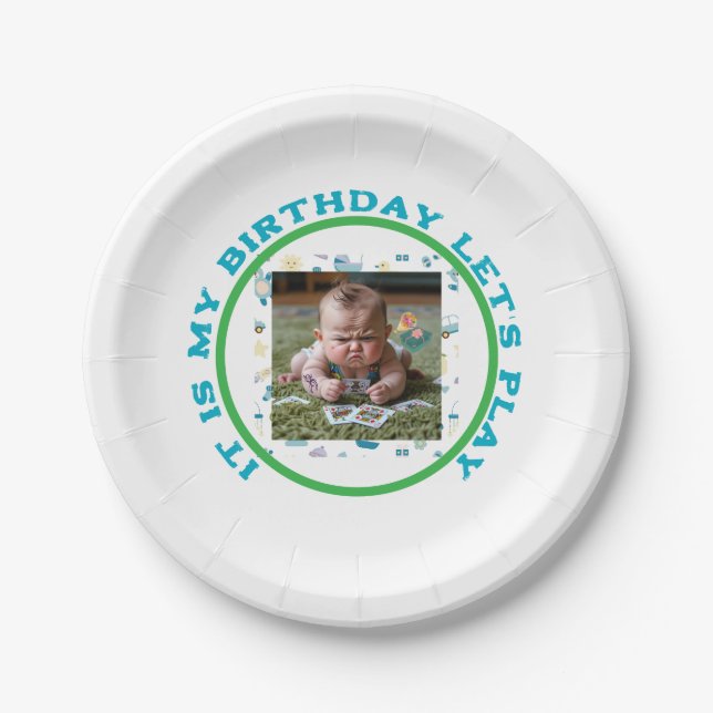 Funny Mad Baby Playing Cards Paper Plates (Front)