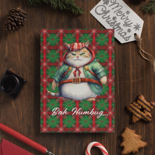 Funny Mad Cat Customizable Holiday Card