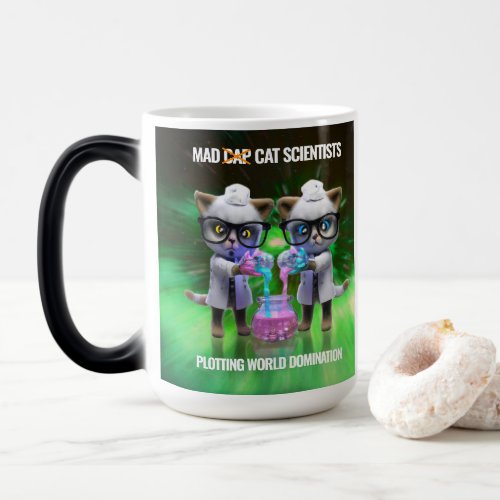 Funny Mad Cat Scientists Plotting World Domination Magic Mug