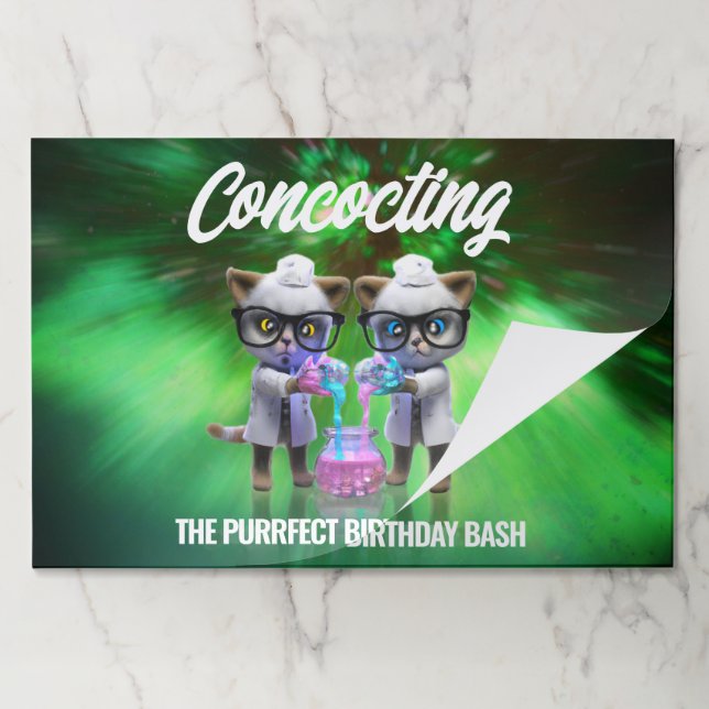 Funny Mad Cat Scientists Purrfect Birthday Paper Pad (Folded)