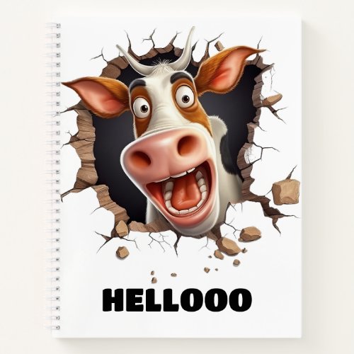Funny mad cow cartoon farm animal fun notebook