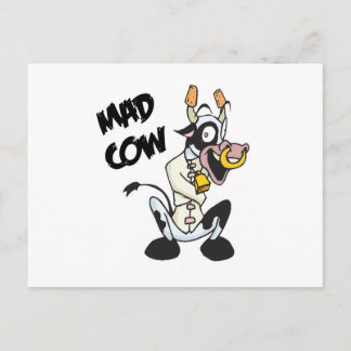 funny mad cow postcard