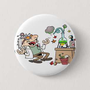 Funny Mad Scientist Button