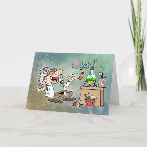 Funny Mad Scientist Cartoon Card