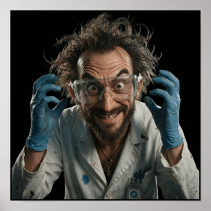 Funny Mad Scientist Crazy Laboratory Wall Art Post