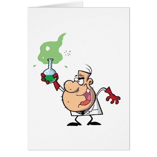 Funny Mad Scientist Holding Green Potion Cards (Front)