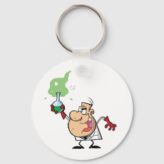 Funny Mad Scientist Holding Green Potion Keychain