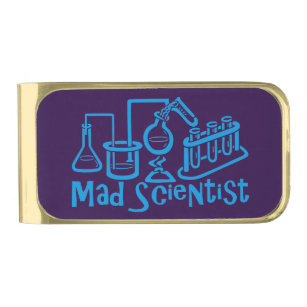 Funny Mad Scientist Laboratory Gold Finish Money Clip