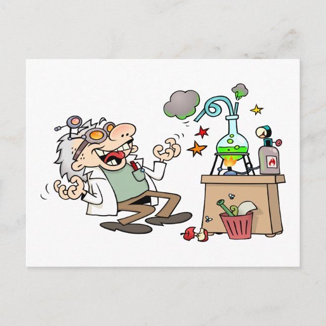 Funny Mad Scientist Postcard (Front)
