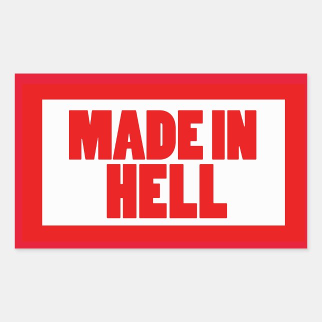 Funny Made in Hell Rectangular Sticker (Front)
