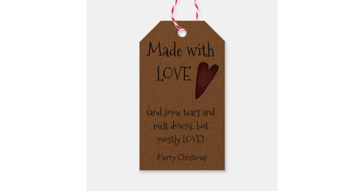 Funny Made with Love, Homemade Gift Tags