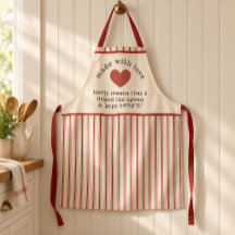Funny Made with Love Red Ticking Stripe Kitchen